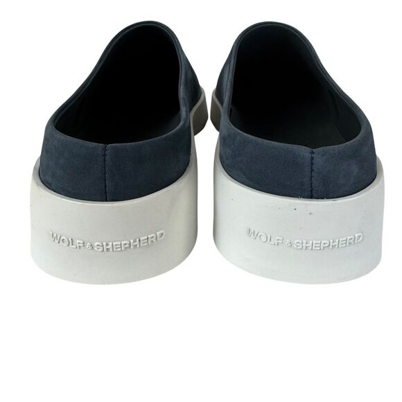 WOLF & SHEPHERD Cruise Mule Shoes Navy Suede Nubuck Slip On Unisex M8/W9.5/EU41 - Picture 7 of 11